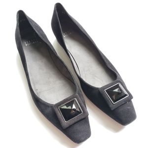 Weitzman Black Jeweled Suede Flats 9.5